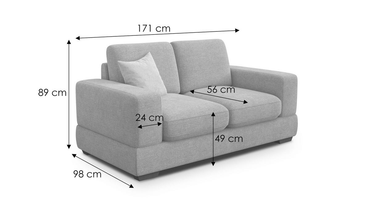 SOFA OTTO 2-Sitzer, creme - Creme/Schwarz, Holz/Textil (171/89/98cm) - Courtois Laville