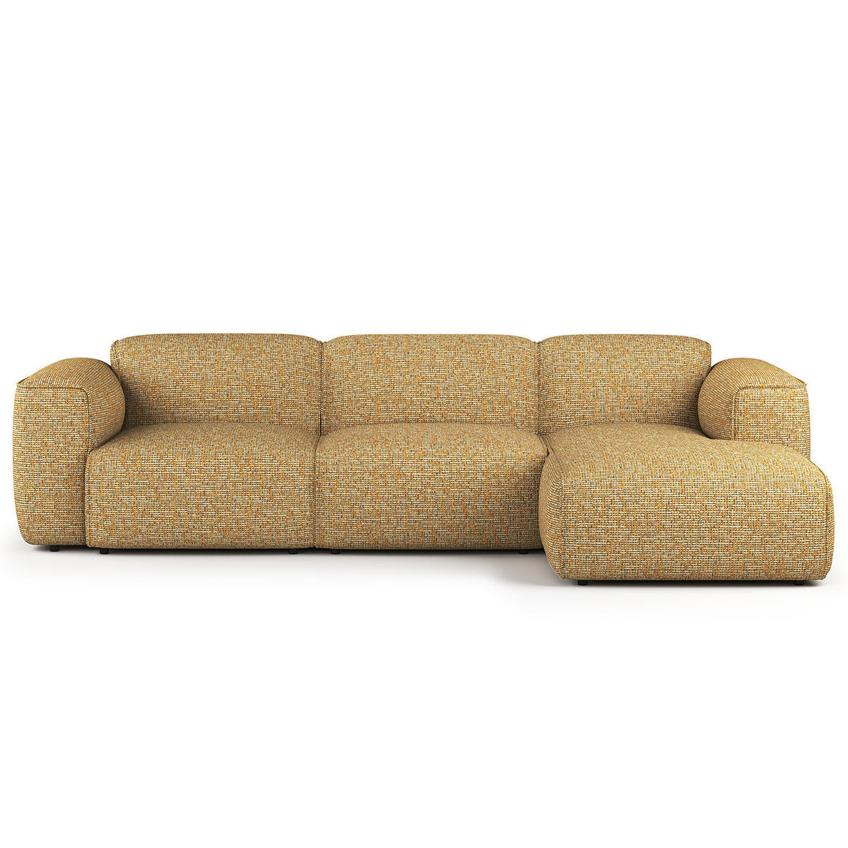 3-SITZER ECKSOFA mit Longchair - Schwarz/Honig, Kunststoff/Textil (284/173cm) - home24