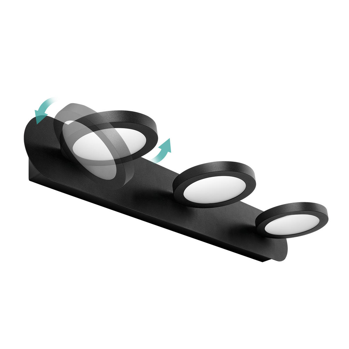 SPIEGELLEUCHTE LED Schwarz 50/13/7,5 cm - Schwarz, Kunststoff/Metall (7.5/50/13cm) - EMKE