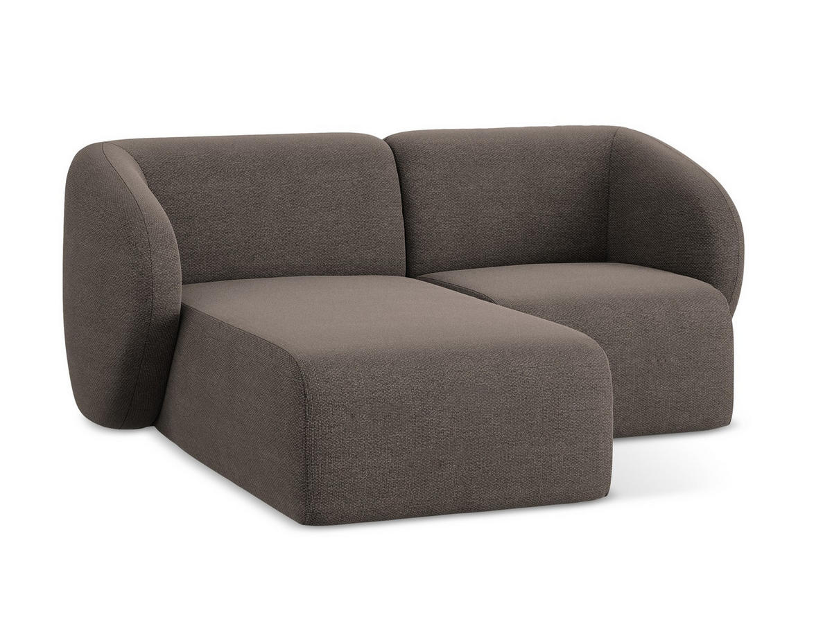 ECKSOFA Links Bouclé Stoff Braun - Schwarz/Mokka, Holzwerkstoff/Kunststoff (178/166cm) - Makamii