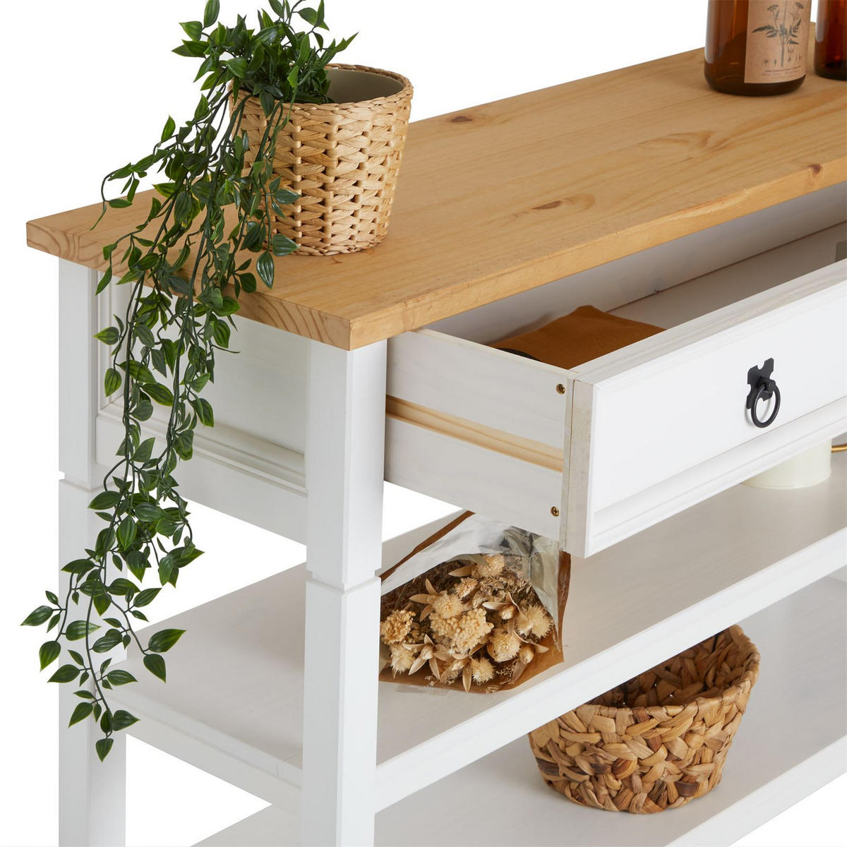 KONSOLENTISCH TEQUILA - Weiß/Braun, Holz (37/110/78cm) - IDIMEX