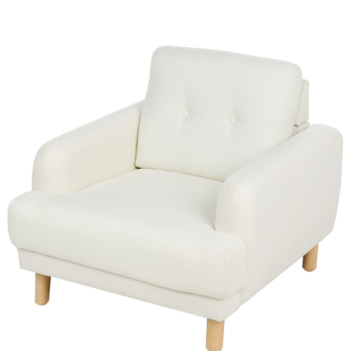 SESSEL Cremeweiß Tuve - Hellbraun/Weiß, Textil (88/85/90cm) - Beliani