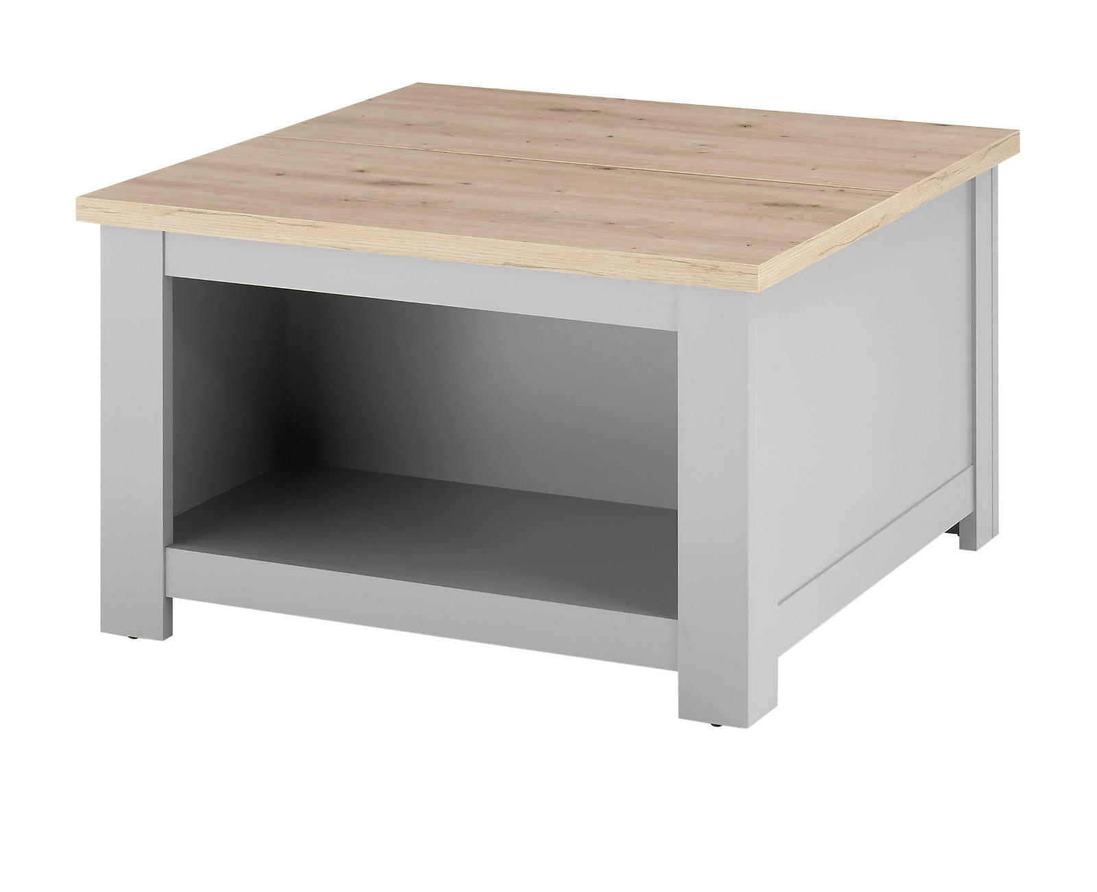 COUCHTISCH grau, Artisan Eiche Landhaus, Beistelltisch quadratisch mit Ablage - Hellgrau/Eiche Artisan, Holzwerkstoff/Metall (83/83/50cm) - Furn.Design