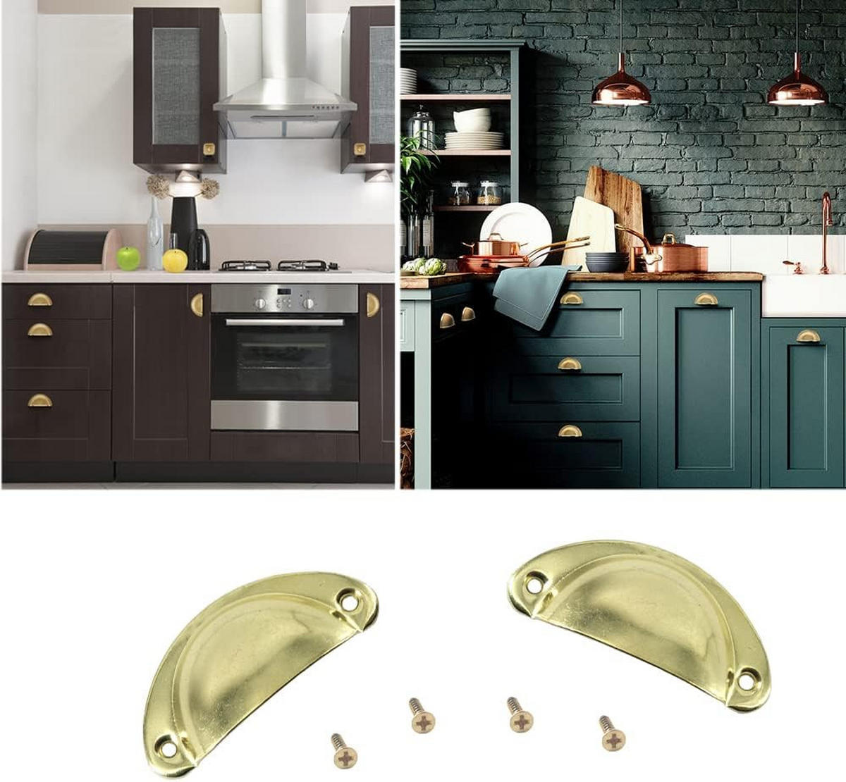 SCHRANKKNOPF 12er-Set 80x35 mm - Goldfarben, Metall (3.5/1.7/8.1cm)