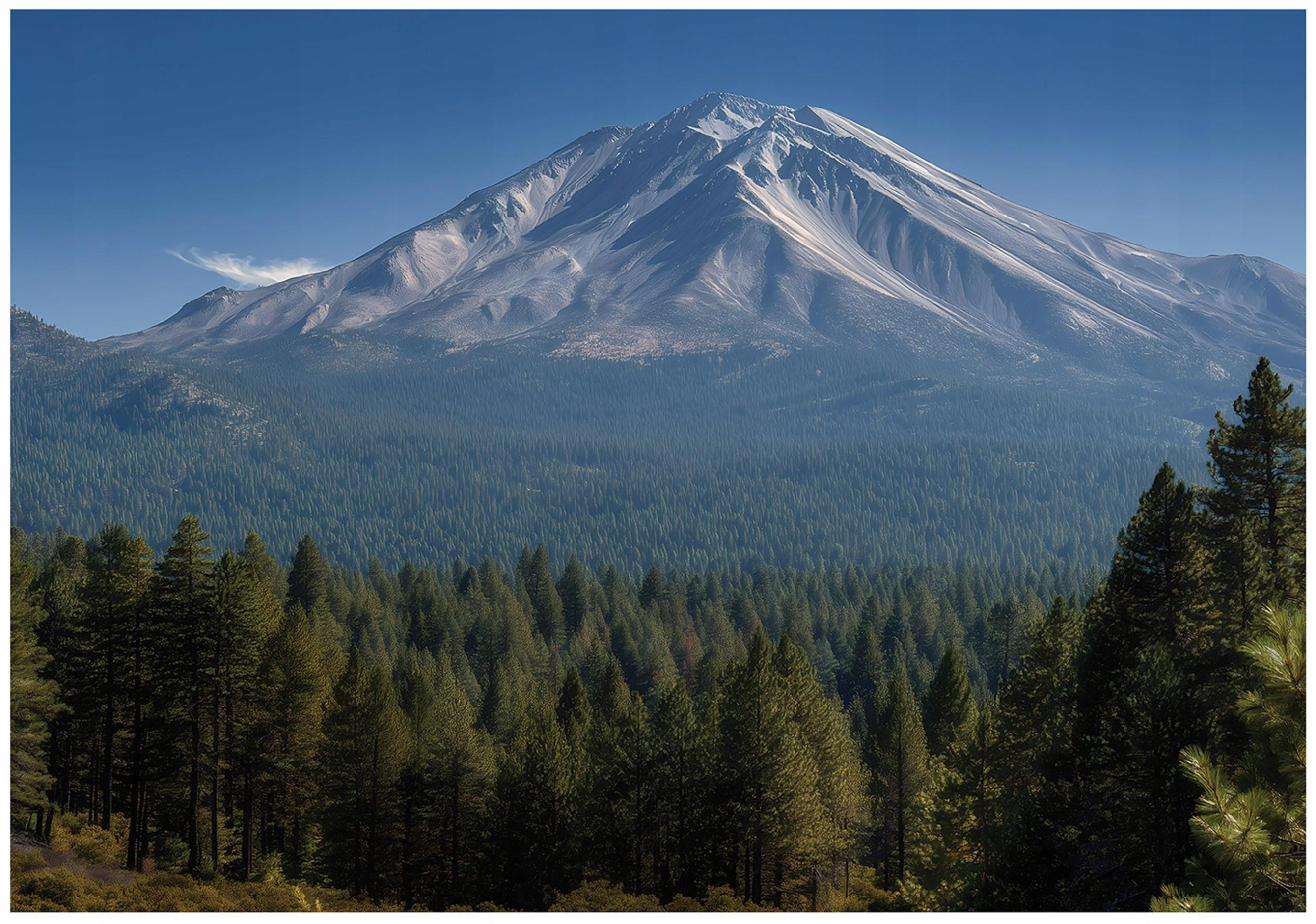 FOTOTAPETE Gebirge Wald Blau 350x250 cm - Multicolor, Papier (350/250cm) - Wallarena