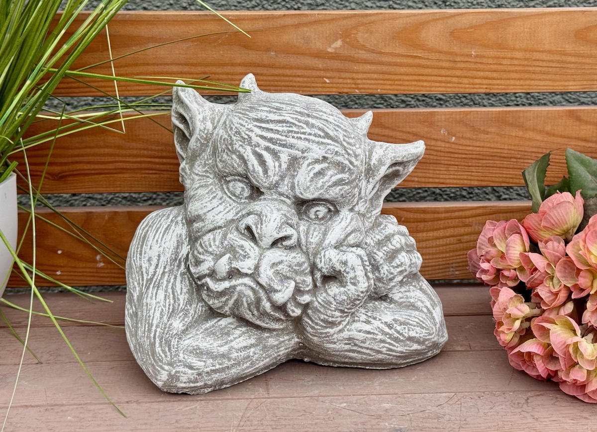 STEINFIGUR Gargoyle Roberto frostfest - Grau, Stein (22/20/16cm) - stoneandstyle