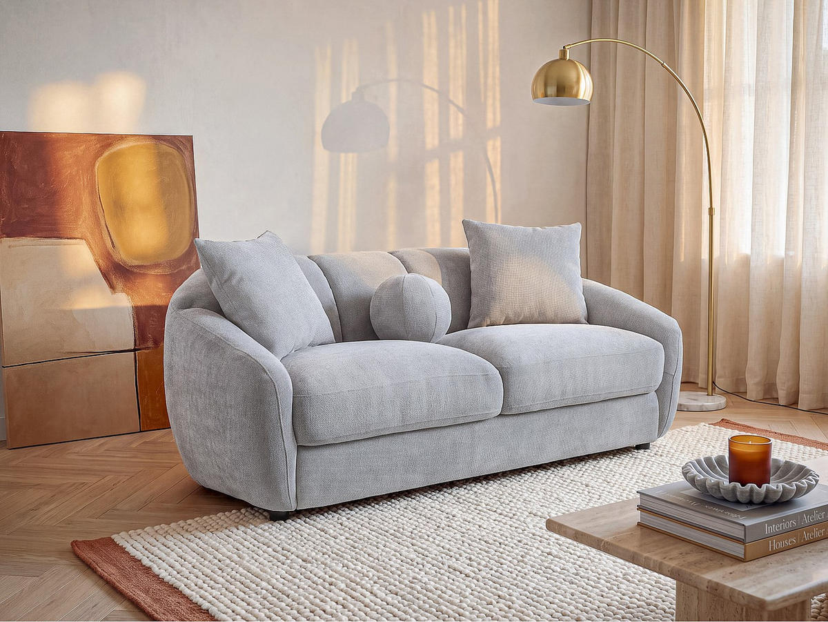 SOFA - 2 Personen - stoff - hellgrau Nafeki - Hellgrau, Kunststoff/Textil (182/78/96cm) - Vente-Unique