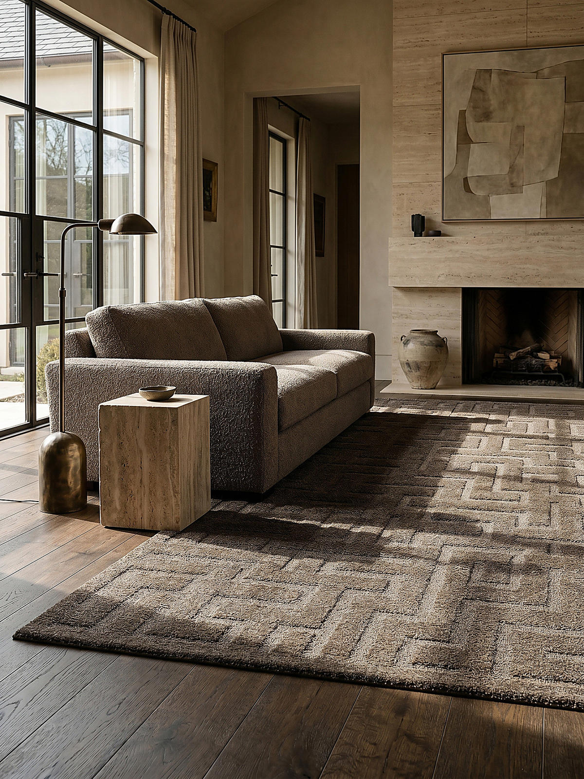 KURZFLORTEPPICH Geometrisch MUOTA Polypropylen Braun 160 x 220 cm - Braun, Textil (160/220cm) - KADIMA DESIGN