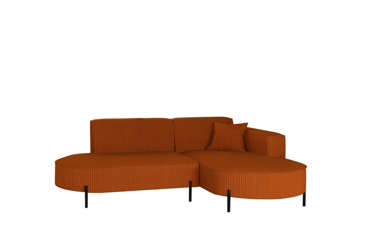 ECKSOFA L-Form Designer Modena Rein Stoff Cord Kupfer Rechts - Rostfarben, Holz (239/165cm) - Kaiser Möbel