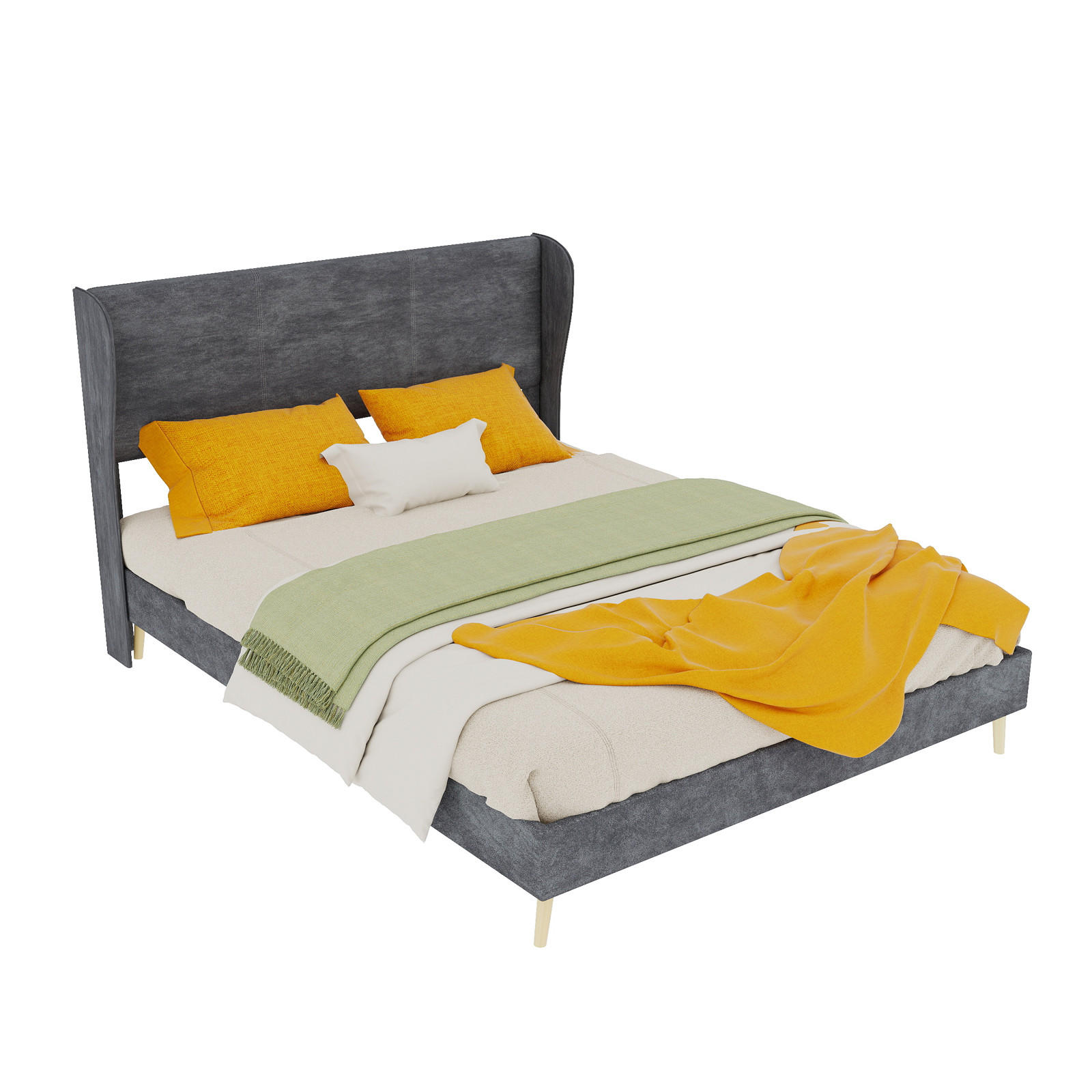 POLSTERBETT 140/200 cm DE-32997 mit Kopfteil und Matratze Grau - Grau, Metall (140/200cm) - ComfortXL