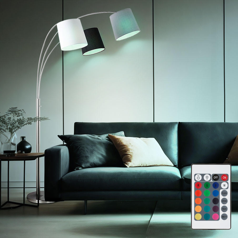 LED STEHLEUCHTE Metall Textil Silber - Silberfarben, Textil (100/70/190cm)