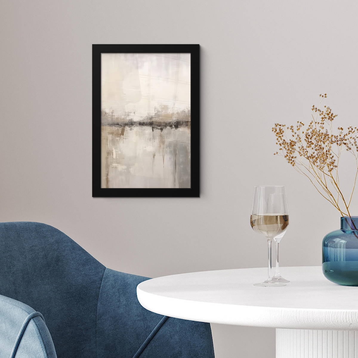 GERAHMTES BILD Moderne Kunst - Abstrakt - Beige 20x30 cm - Beige, Papier (20/30cm) - MuchoWow