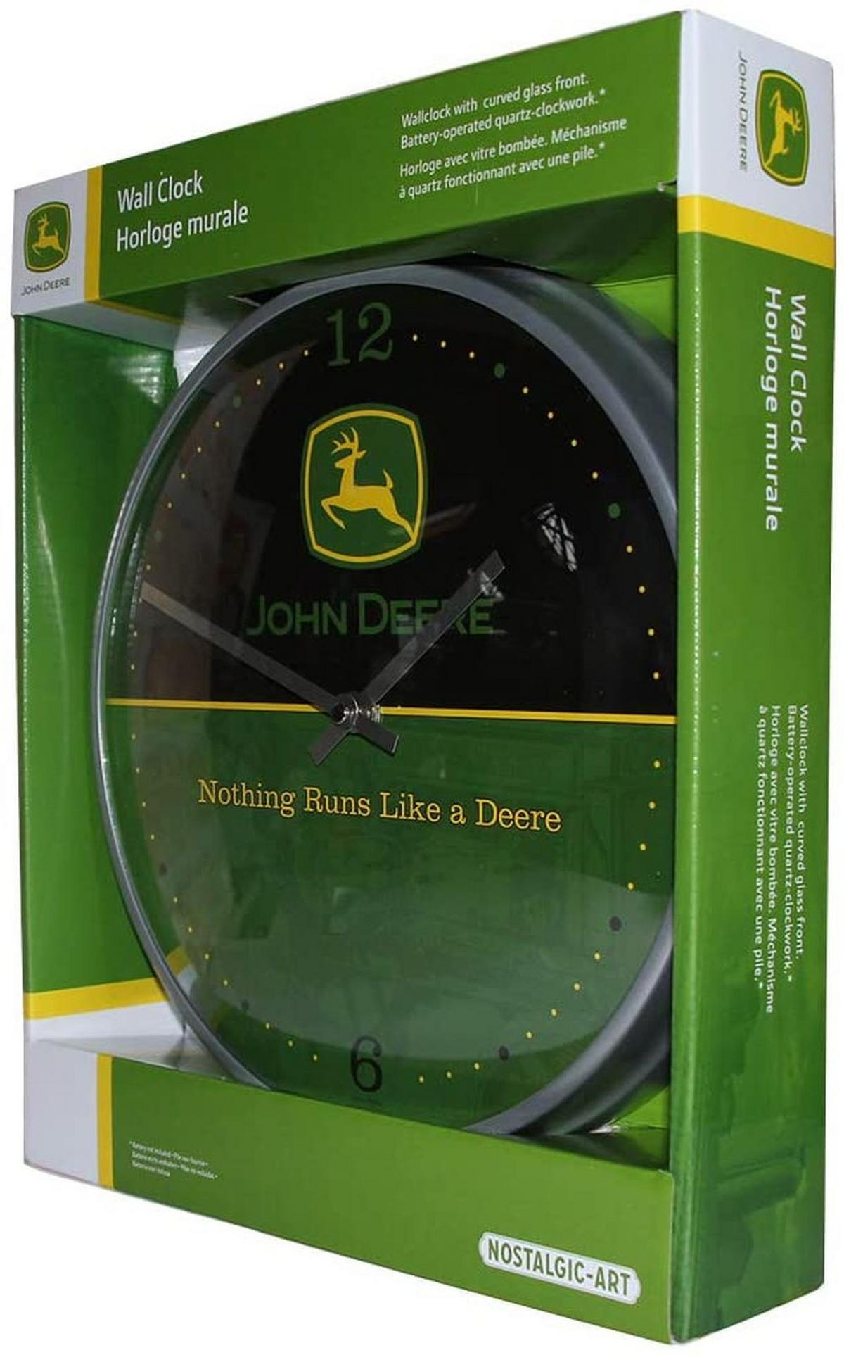 WANDUHR 31 cm John Deere Logo Black and Green - Dunkelgrün/Schwarz, Metall (31/31/5cm) - Nostalgic-Art