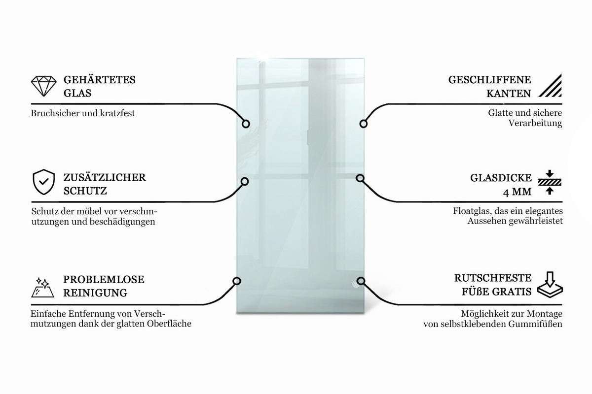 TISCHPLATTE 120 x 60 cm Transparente Glasplatte - Transparent, Glas (120/0.4/60cm) - TULUP