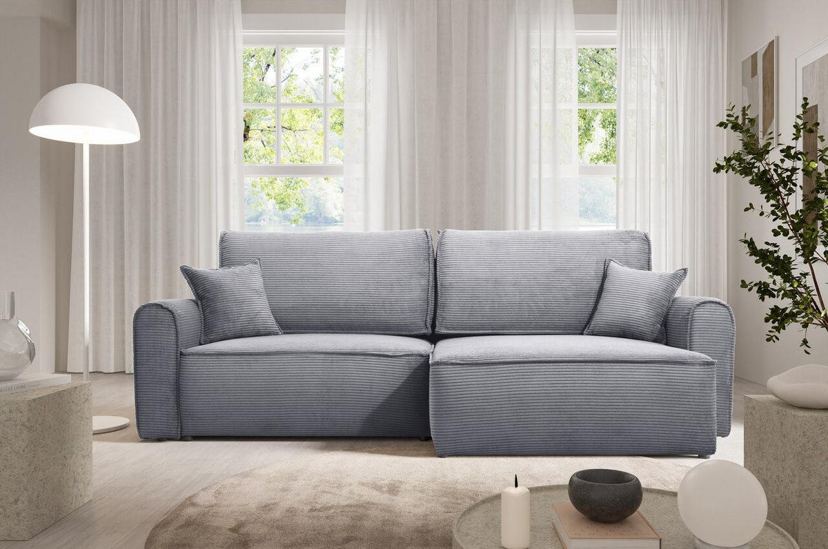ECKSOFA mit Schlaffunktion Grau - Grau, Textil (244/148cm) - Furnisell