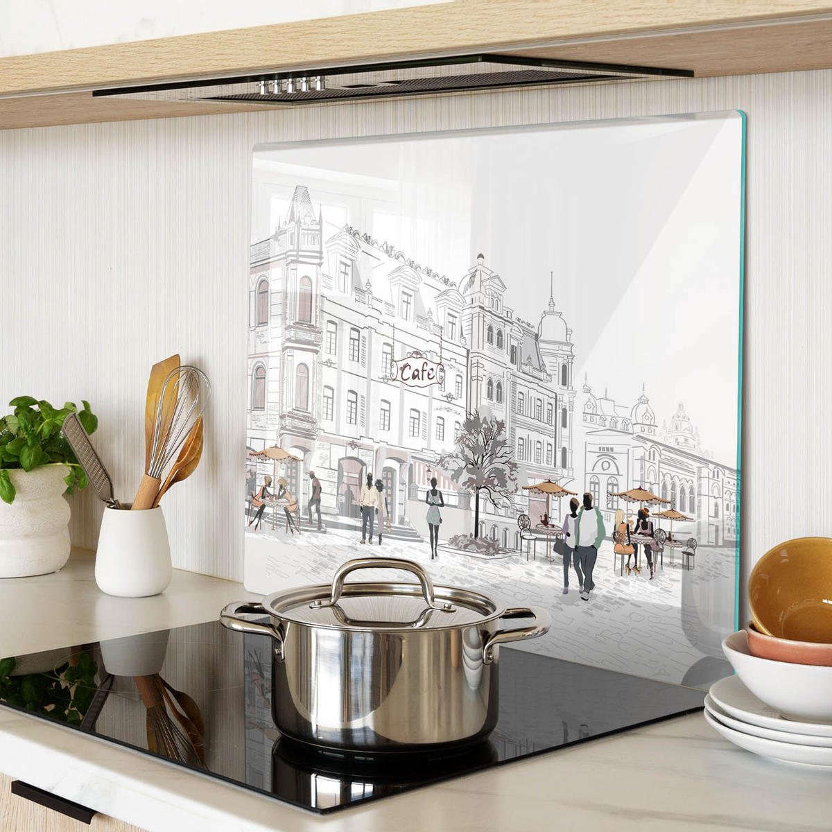 GLASPLATTE 60x52 cm Altstadt - Grau, Glas (60/0.4/52cm) - TULUP