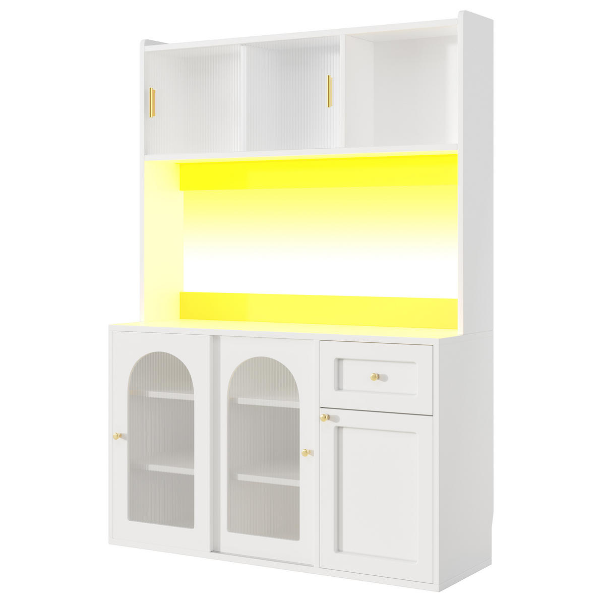 BUFFETSCHRANK Kombi Weiß 120/35/167 cm - Weiß, Holz (120/167/35cm) - PANGIVO