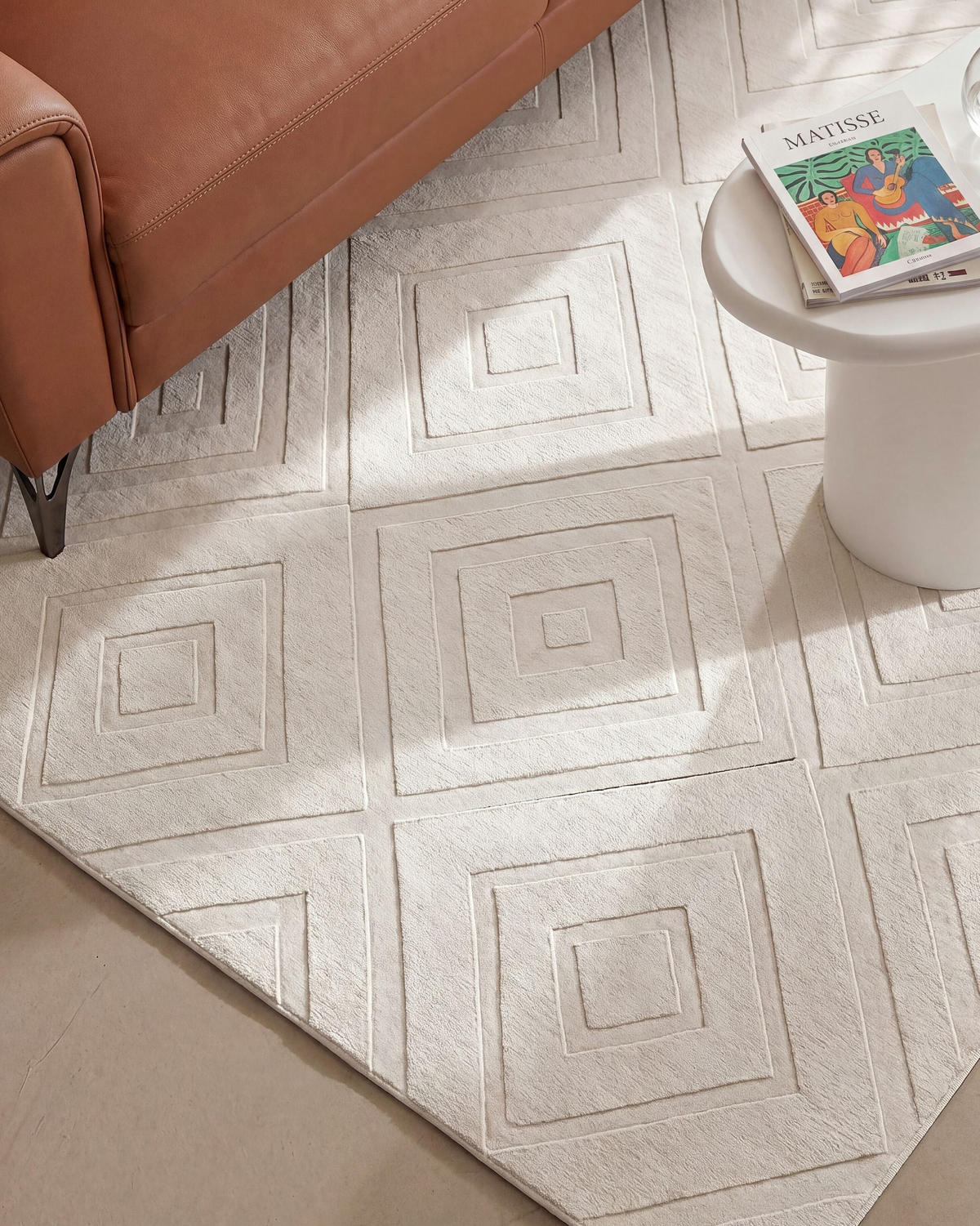 KOBEREC Krémově bílý 160/230 cm Borah - bílá/krémová, textil (160/230cm) - Beliani