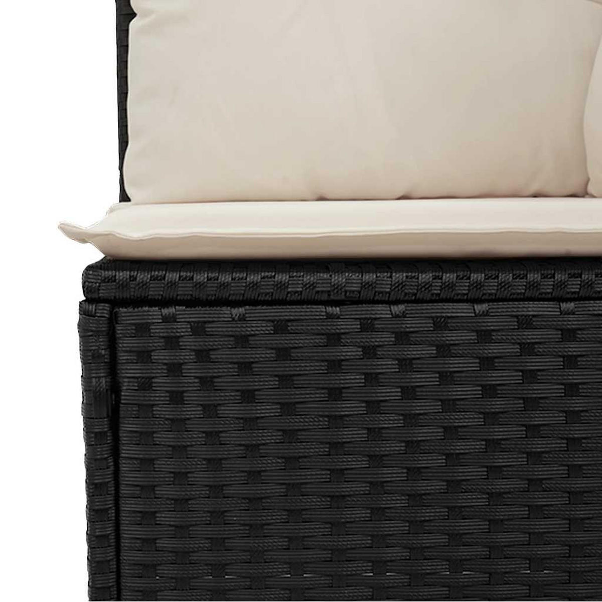 GARTENSOFA Mit Kissen 3-Sitzer Schwarz Poly Rattan - Schwarz, Kunststoff (172/69/62cm) - vidaXL