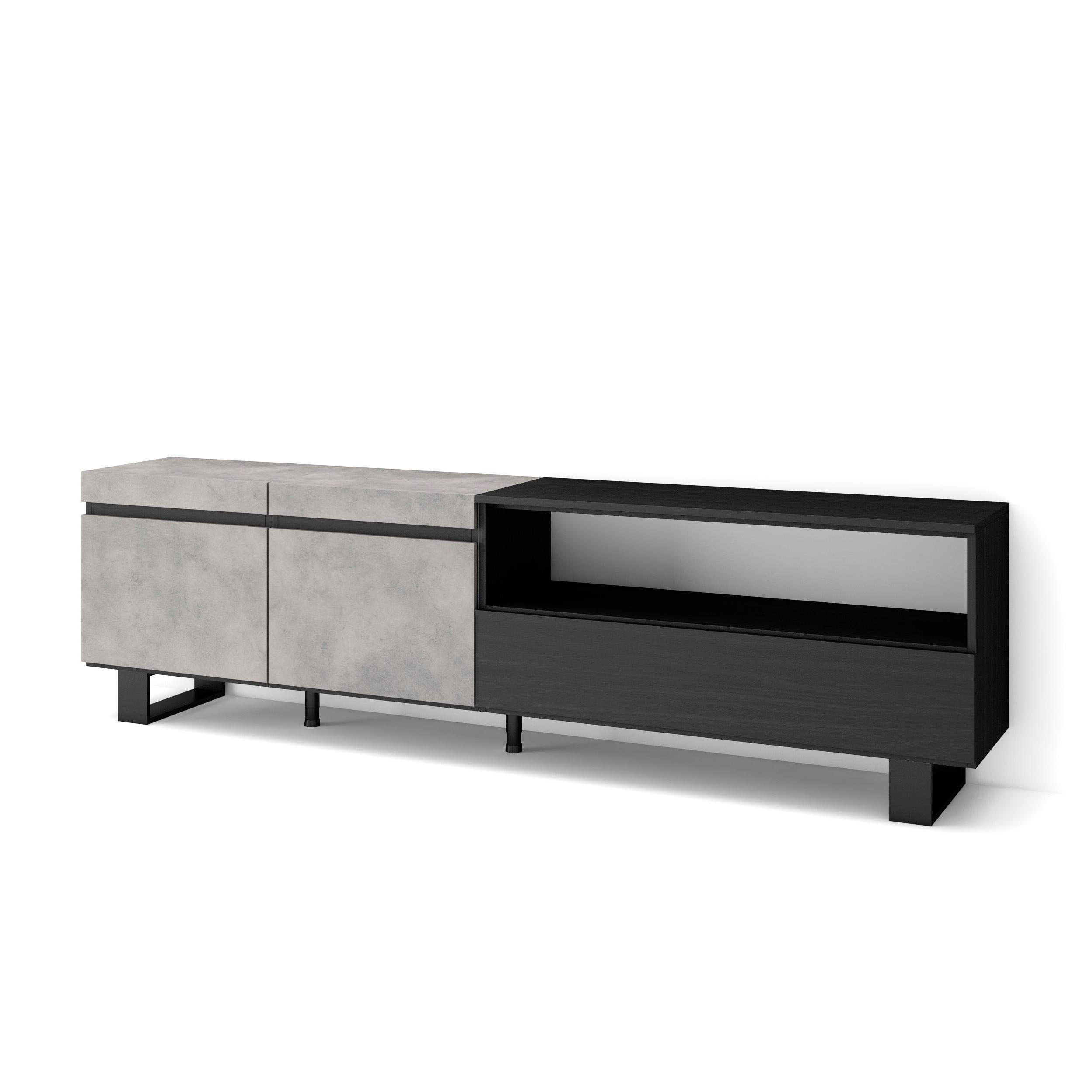 Skraut Home Lowboard, Grau, Hellgrau 200x57x35 cm