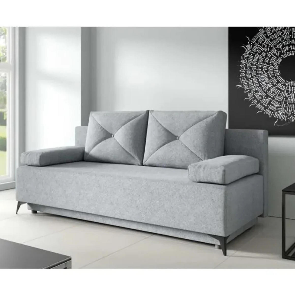 SCHLAFSOFA Zosia, Sofa mit Schlaffunktion und Bettkasten, Klappsofa, Schlafcouch aus Veloursstoff, Couch in Frabe: Grau - Dunkelgrau, Textil (195/90/85cm)