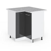 ECKUNTERSCHRANK R-Line Anthrazit Hochglanz 75.6 cm, AP Marmor - Schwarz Hochglanz/Anthrazit, Holzwerkstoff (75.6/81.6/60cm) - Vicco