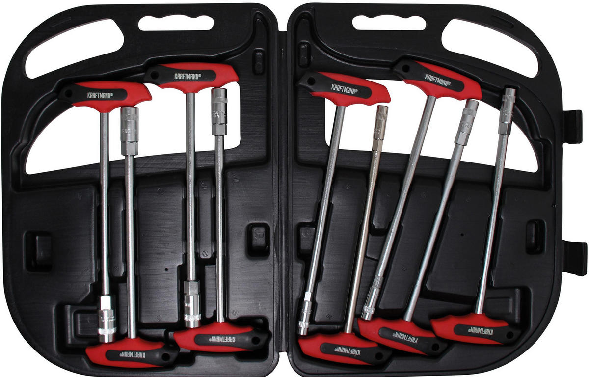 STECKSCHLÜSSEL-SATZ MIT T-GRIFF | SW 6 - 14 MM | 9-TLG. - Multicolor, Kunststoff/Metall (1/1cm) - BGS technic