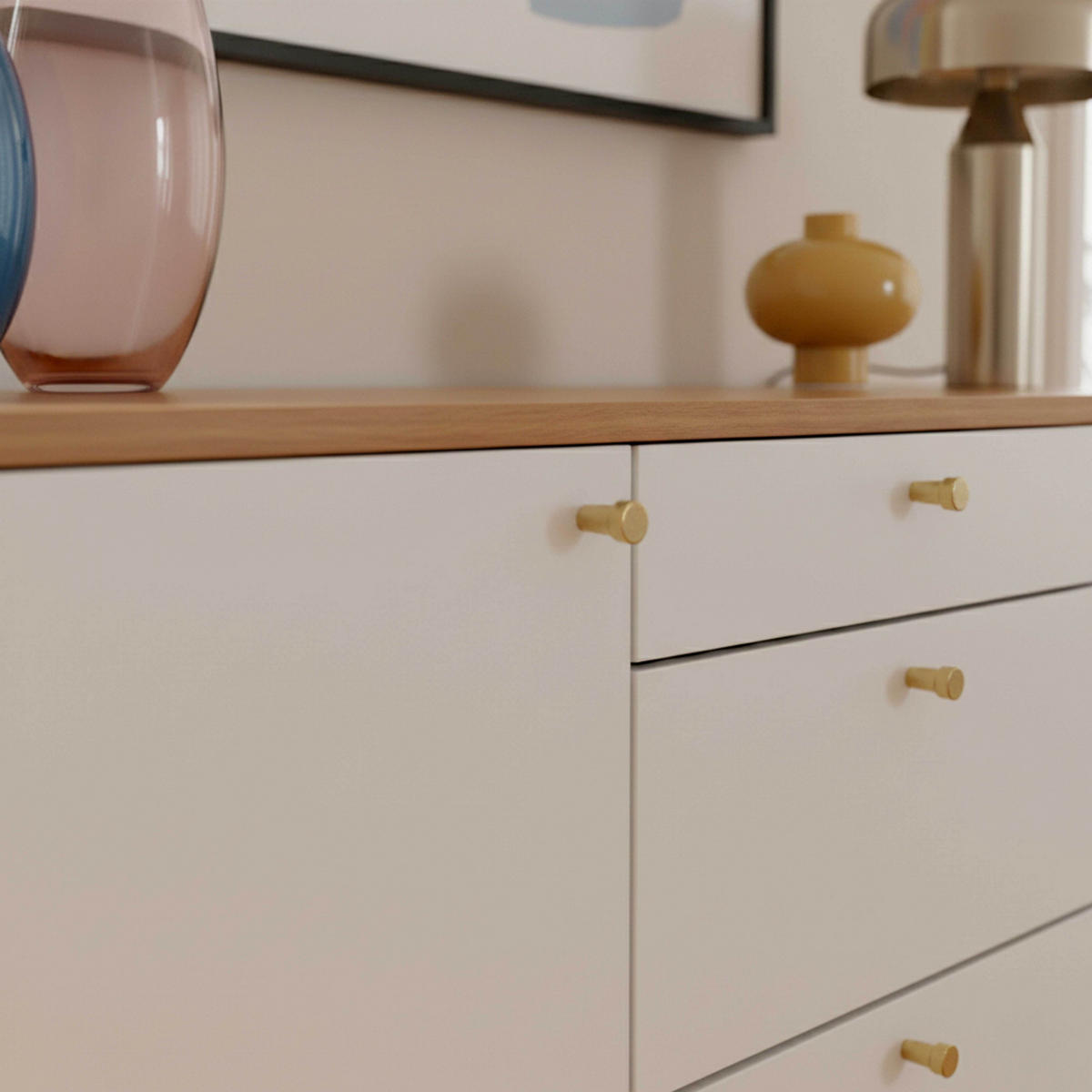 SIDEBOARD, Weiß - Weiß, Holz (40/75/150cm) - Oviala