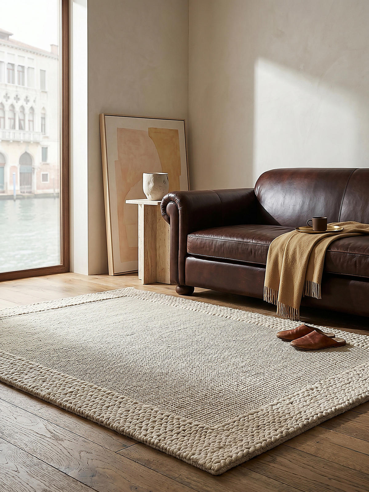 TEPPICH Chunky-Knit-Design, wolle-polyester-mix CALDER, Beige 120x170 cm - Beige, Textil (170/120cm) - KADIMA DESIGN