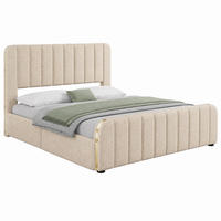 POLSTERBETT mit 4 Schubladen 140x190 cm Leinen Beige USB/Type-C - Beige, Metall (140/190cm) - Meubliv