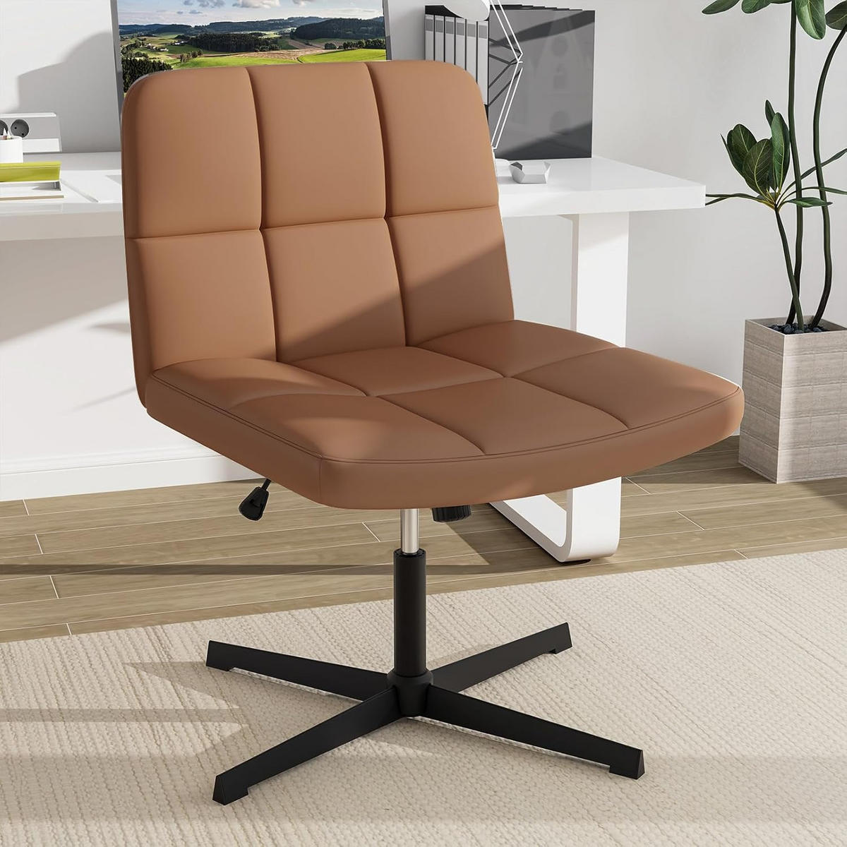 KONTORSTOL Brun - Brun, Plast (69/89/64cm) - COSTWAY