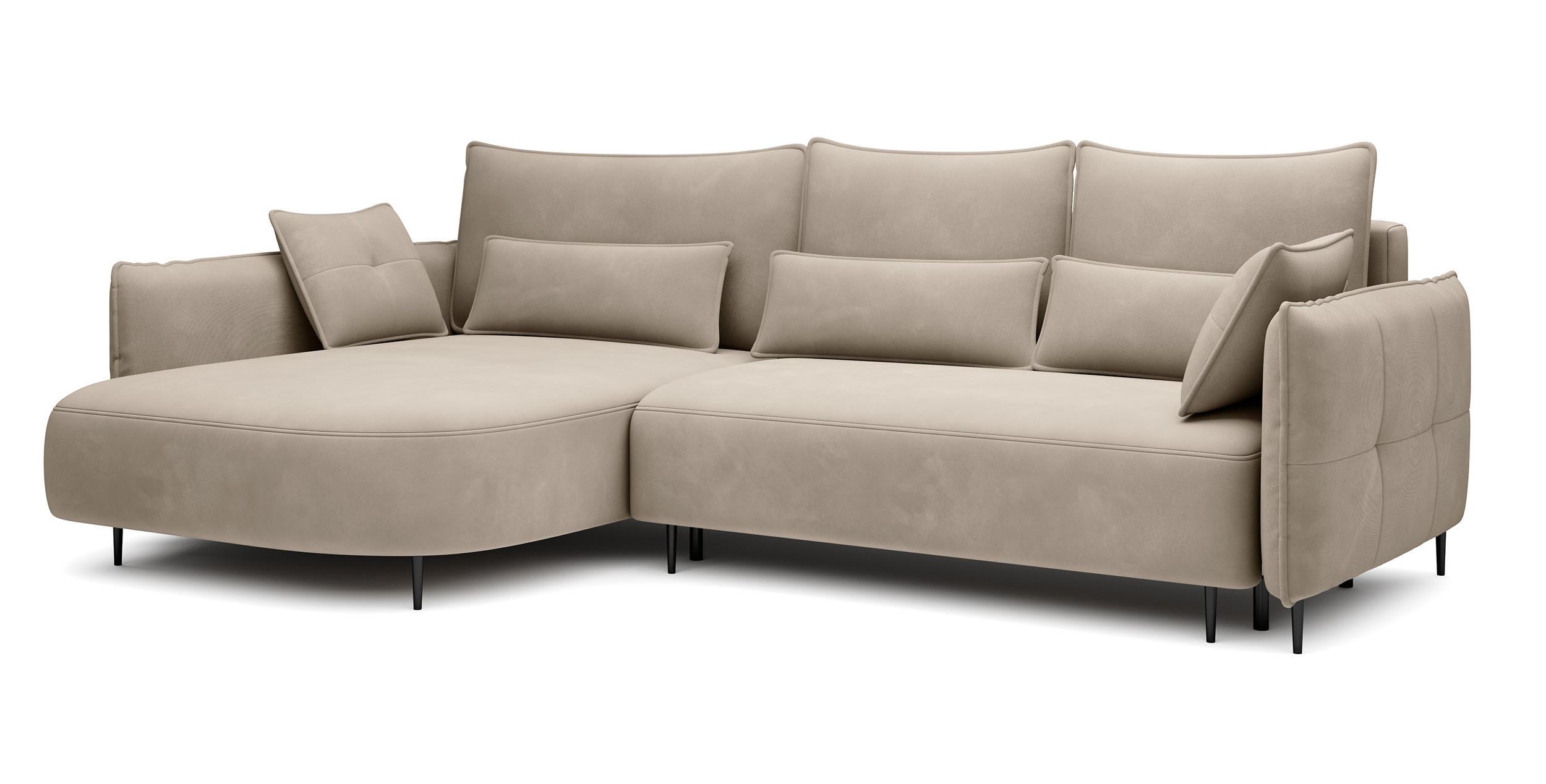 ECKSOFA Oblivio Hellbeige Velours - Beige/Schwarz, Textil/Metall (285/200cm) - Selsey