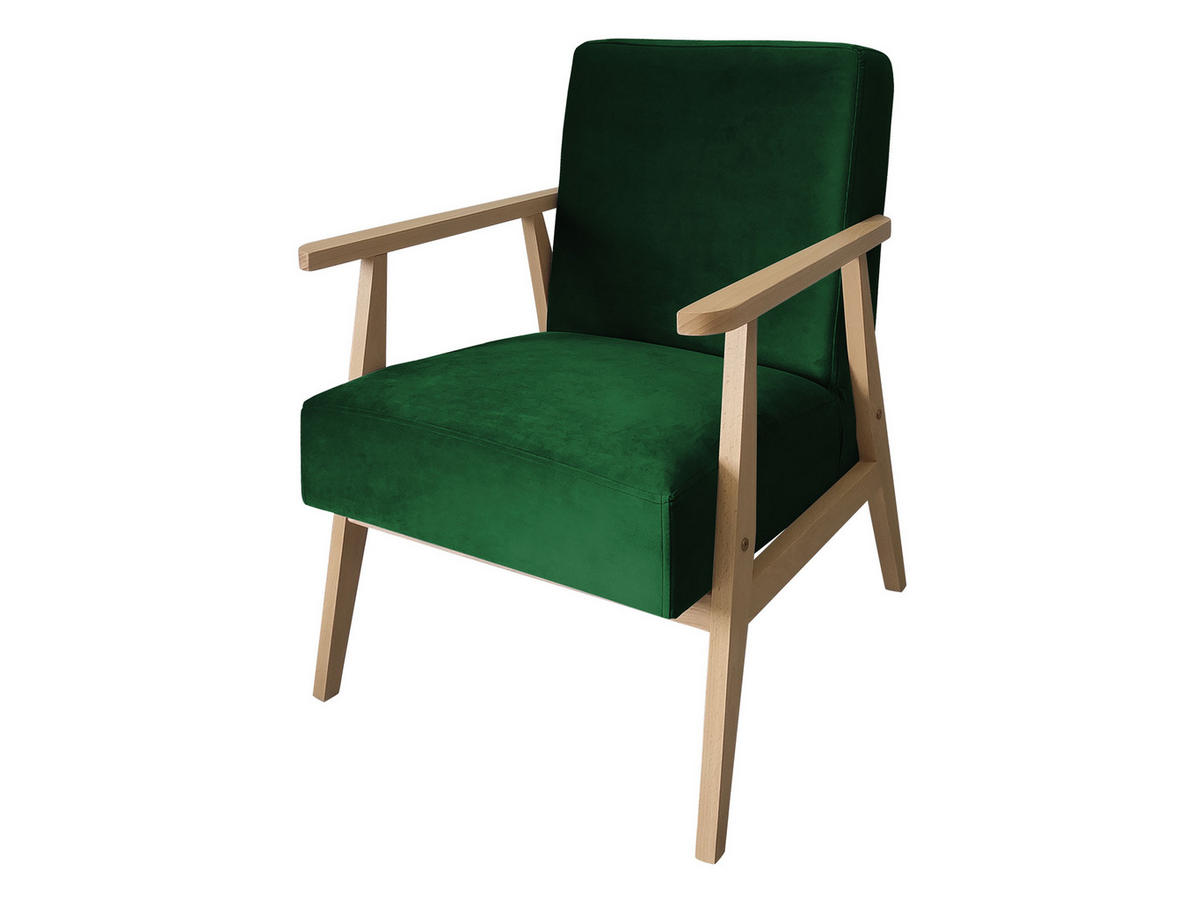 SESSEL Retro - Naturfarben/Grün, Holz/Textil (59/76/67cm) - MIRJAN24
