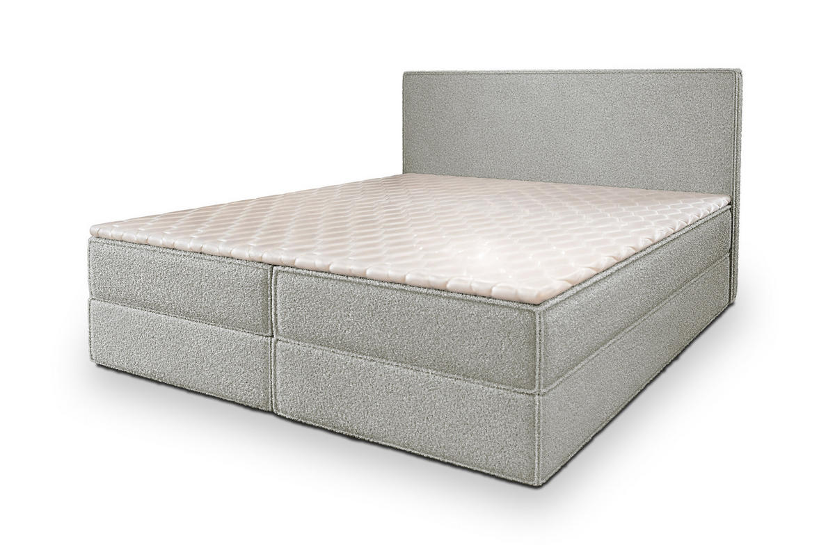 BOXBETT PELLIO 180x200 cm mit Matratze und Topper - Hellgrau - Hellgrau, Holz (180/200cm) - MASSENO