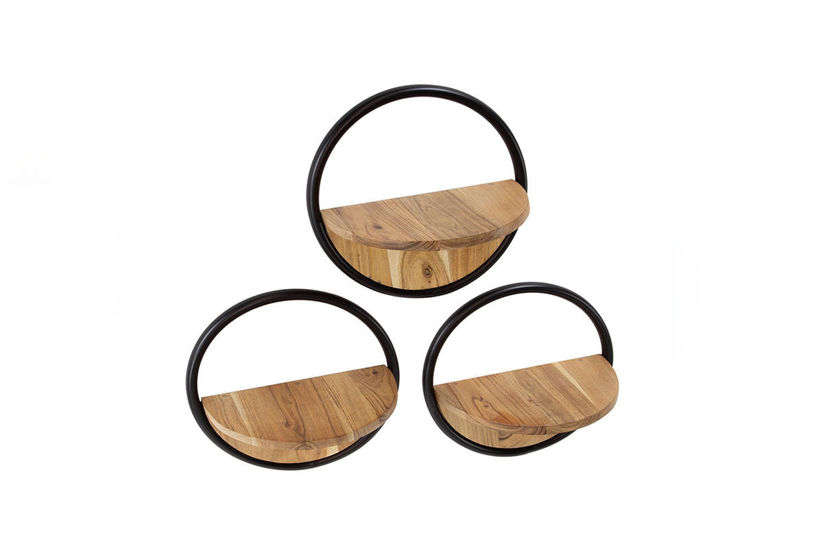 WANDREGAL RUWY 3ER SET Holz Akazie - Naturfarben, Holz (35/35/17cm) - KAWOLA