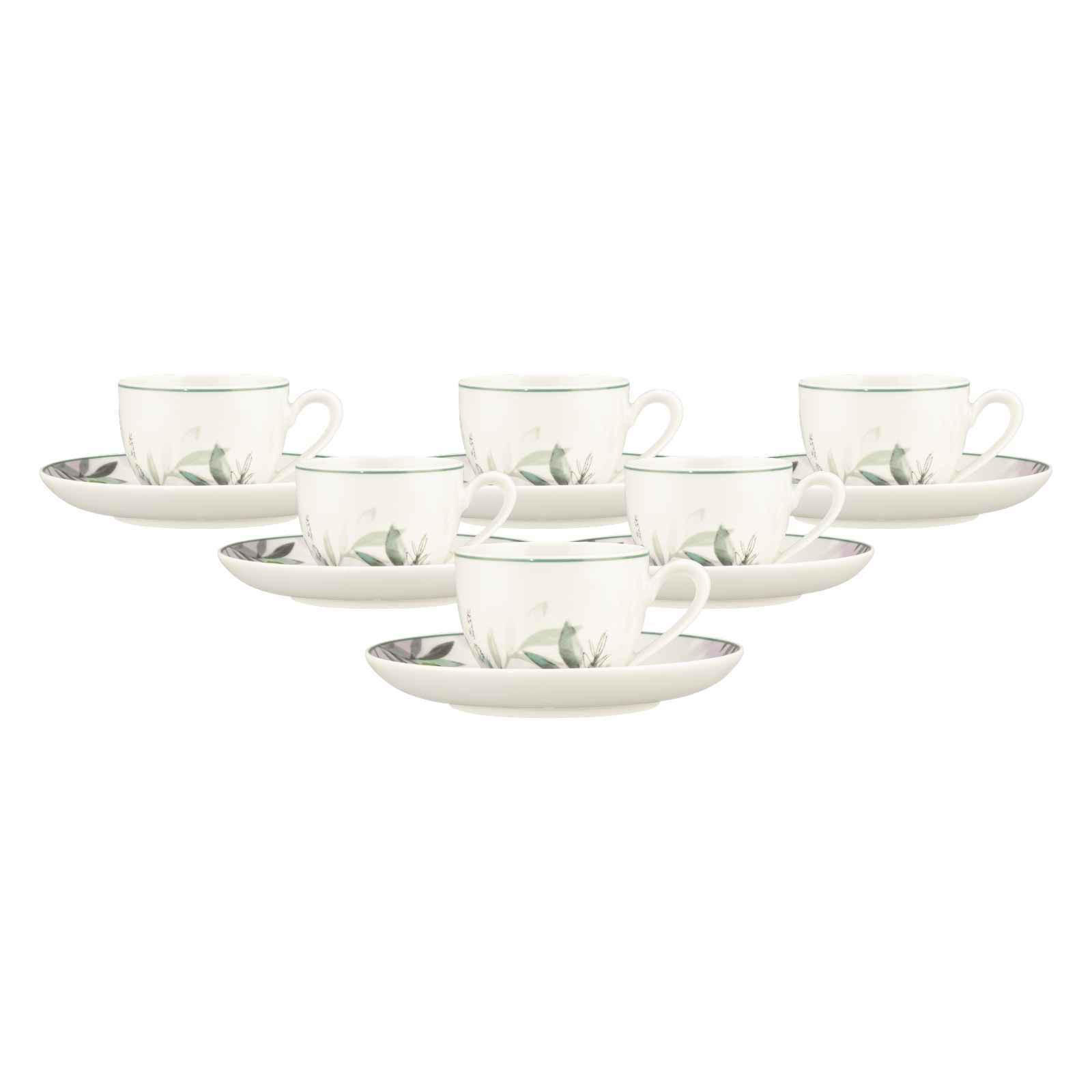 ESPRESSOTASSEN MIT UNTERTASSEN Savona Provence bunt-beige 110 ml 6er Set - Beige/Multicolor, Keramik (0.11L) - Seltmann Weiden