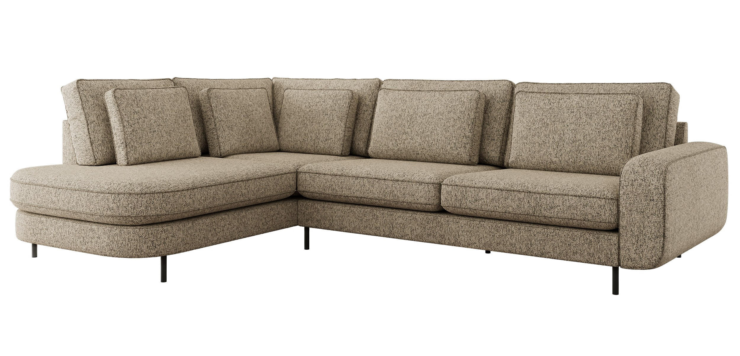 ROHOVÁ SEDAČKA CALENO L - Béžová Strukturovaná látka - Pravá Strana - kapučínová/černá, kov/textil (317/225cm) - MKS