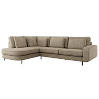 ROHOVÁ SEDAČKA CALENO L - Béžová Strukturovaná látka - Pravá Strana - kapučínová/černá, kov/textil (317/225cm) - MKS