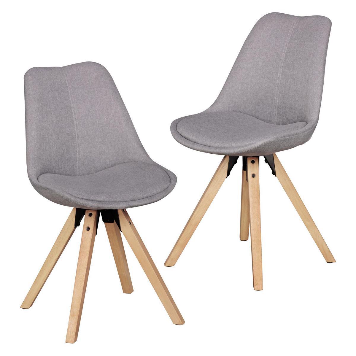 ESSZIMMERSTUHL 2er Set Stoffbezug mit Holzgestell Skandinavisch gepolstert, Grau 49x52x87 cm - Beige/Grau, Holz/Textil (49/87/52cm) - KADIMA DESIGN