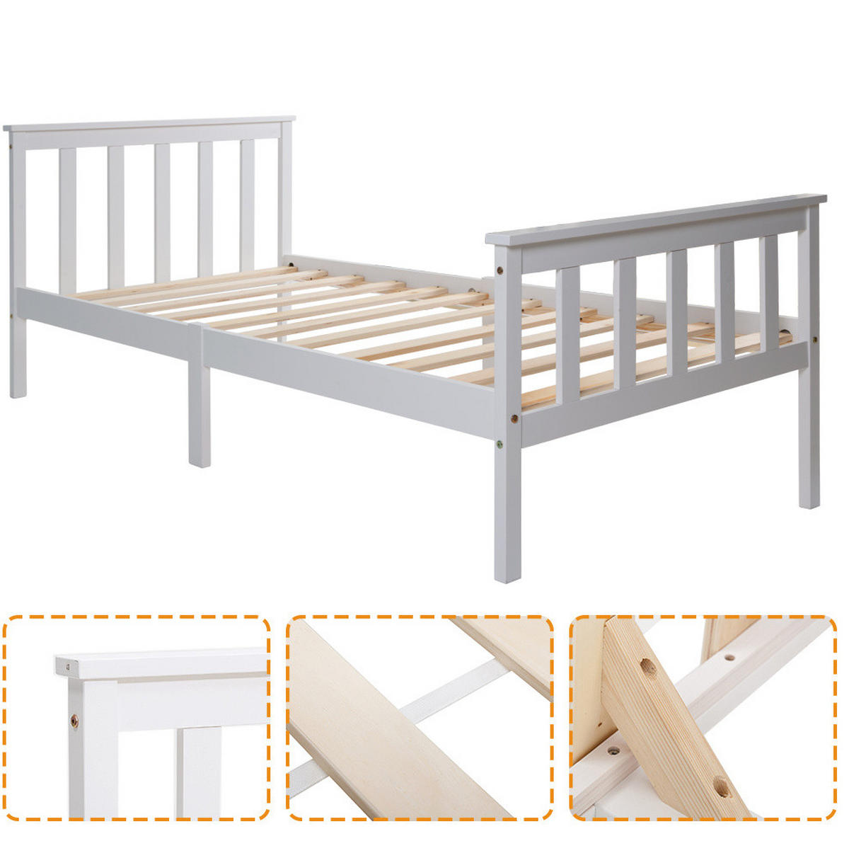 EINZELBETT 90/200 cm mit Lattenrost und MDF, platzsparendes Design, Weiß - Weiß, Holzwerkstoff (90/200cm) - Redom