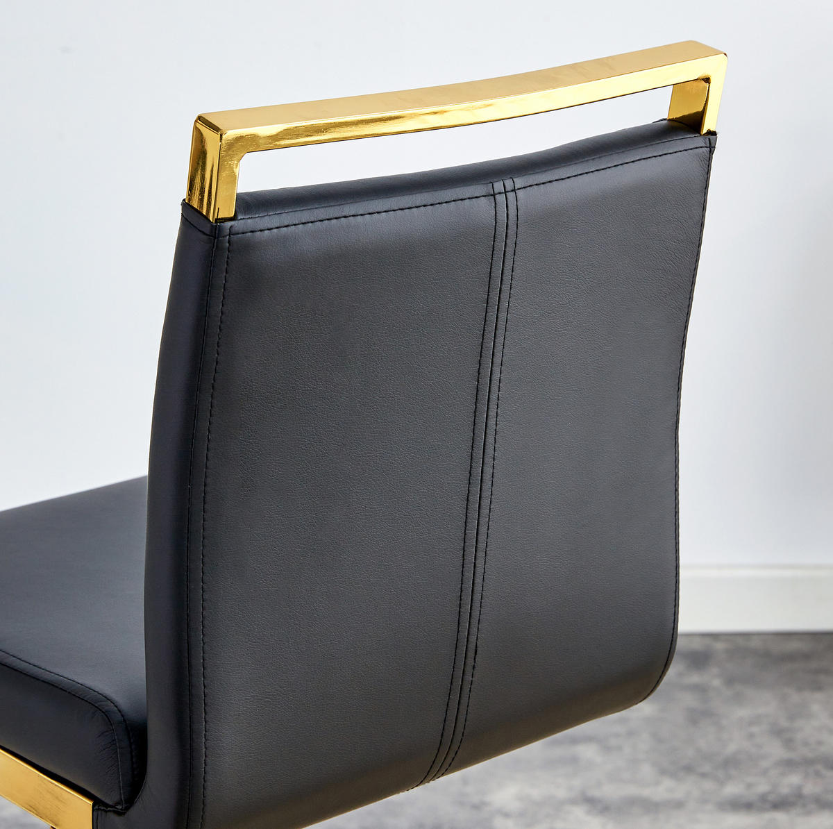 BARHOCKER 2er-Set 96,5 cm Metall/Kunstleder Schwarz Goldfarben - Schwarz, Metall (46.5/96.5/39.1cm) - Meubliv
