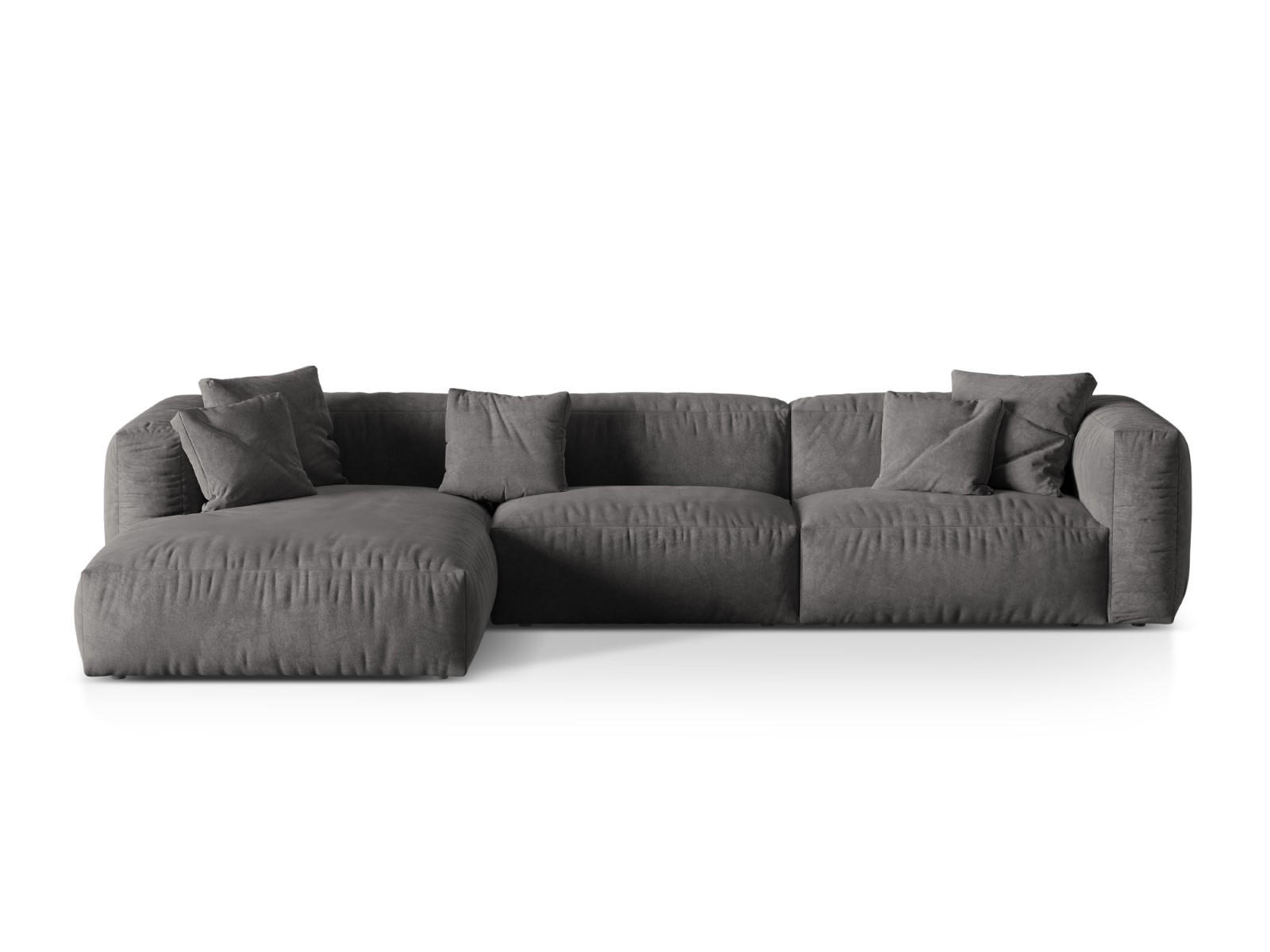 ECKSOFA modular links Martina aus Samt grau 3 Sitzplätze - Grau, Textil (176/332cm) - Micadoni