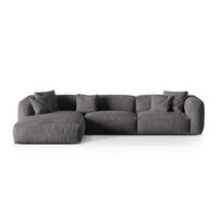 ECKSOFA modular links Martina aus Samt grau 3 Sitzplätze - Grau, Textil (176/332cm) - Micadoni