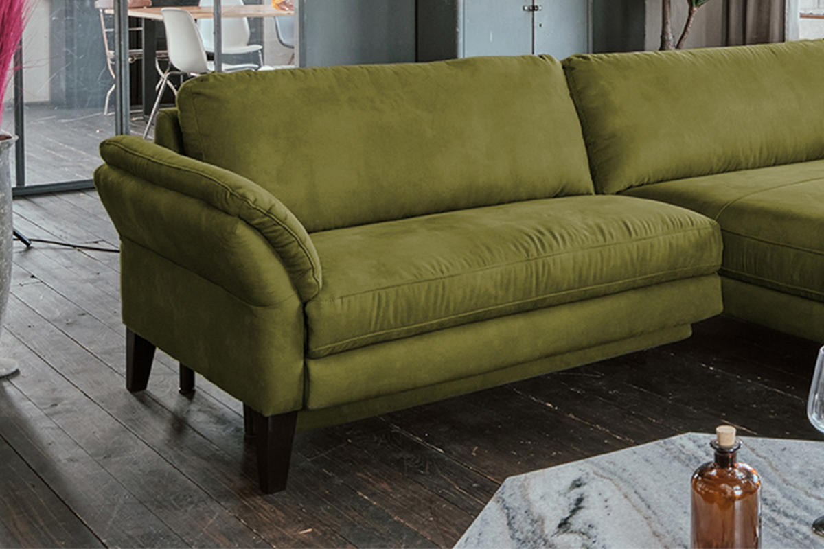 ECKSOFA MALTA Grün Webstoff - Schwarz/Grün, Buchenholz/Textil (302/175cm) - KAWOLA