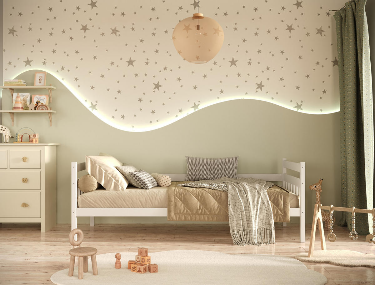 KINDERBETT Dawid mit Matratze 90/200 Weiß 90/200 - Weiß, Holz (90/200cm) - RAUMHIRSCH FURNITURE