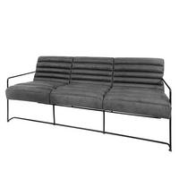 3-SITZER SOFA - Antiklederlook - Grau, Textil (181/81/78cm) - home24