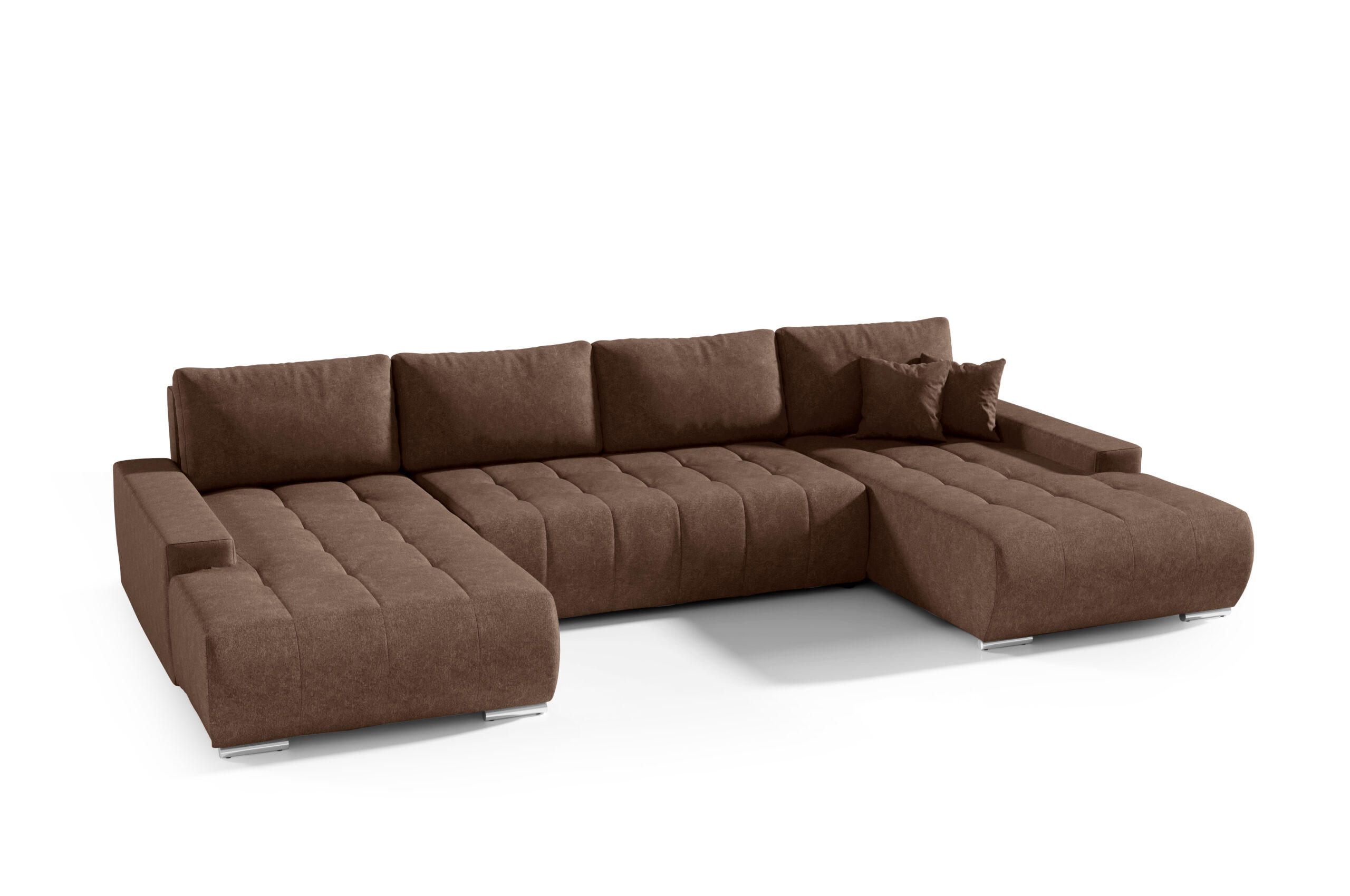 ECKSOFA U Form Bonari U, Braun - Dunkelbraun, Textil (185/85/350cm) - Meblito