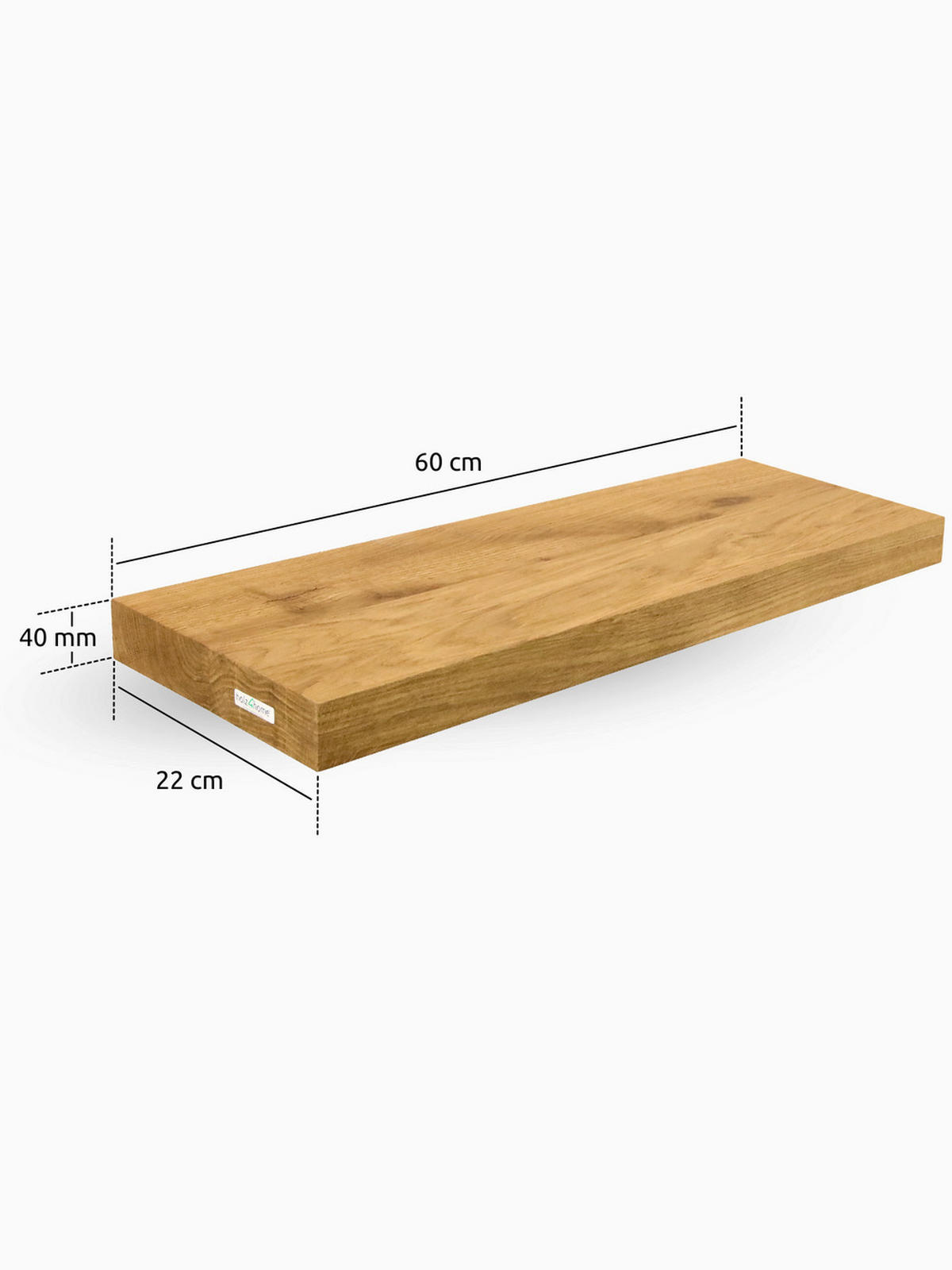 WANDREGAL schwebend ohne Baumkante - Eichefarben, Holz (60/4/22cm) - holz4home