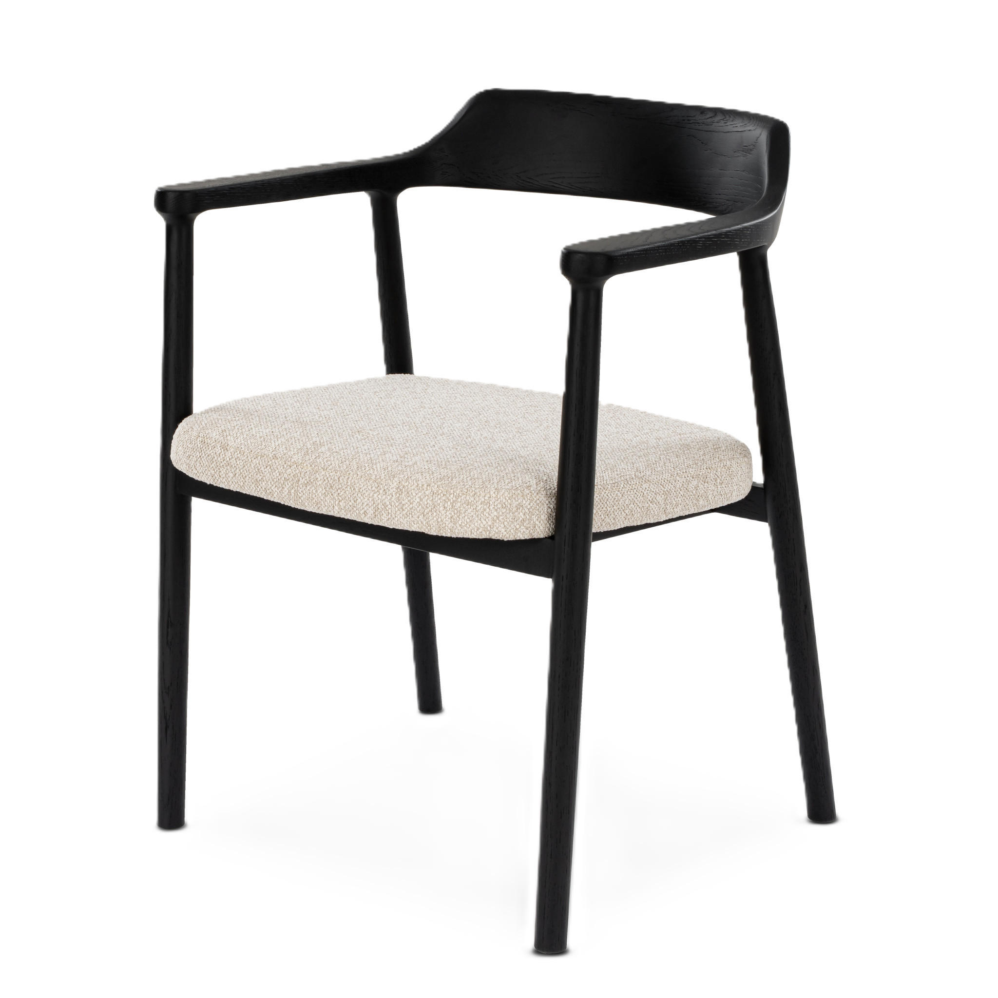 ESSZIMMERSTUHL Bergen, Schwarzes Eichenholz + beiger Stoff - Beige/Schwarz, Holz (58/77/59cm) - WOODEK