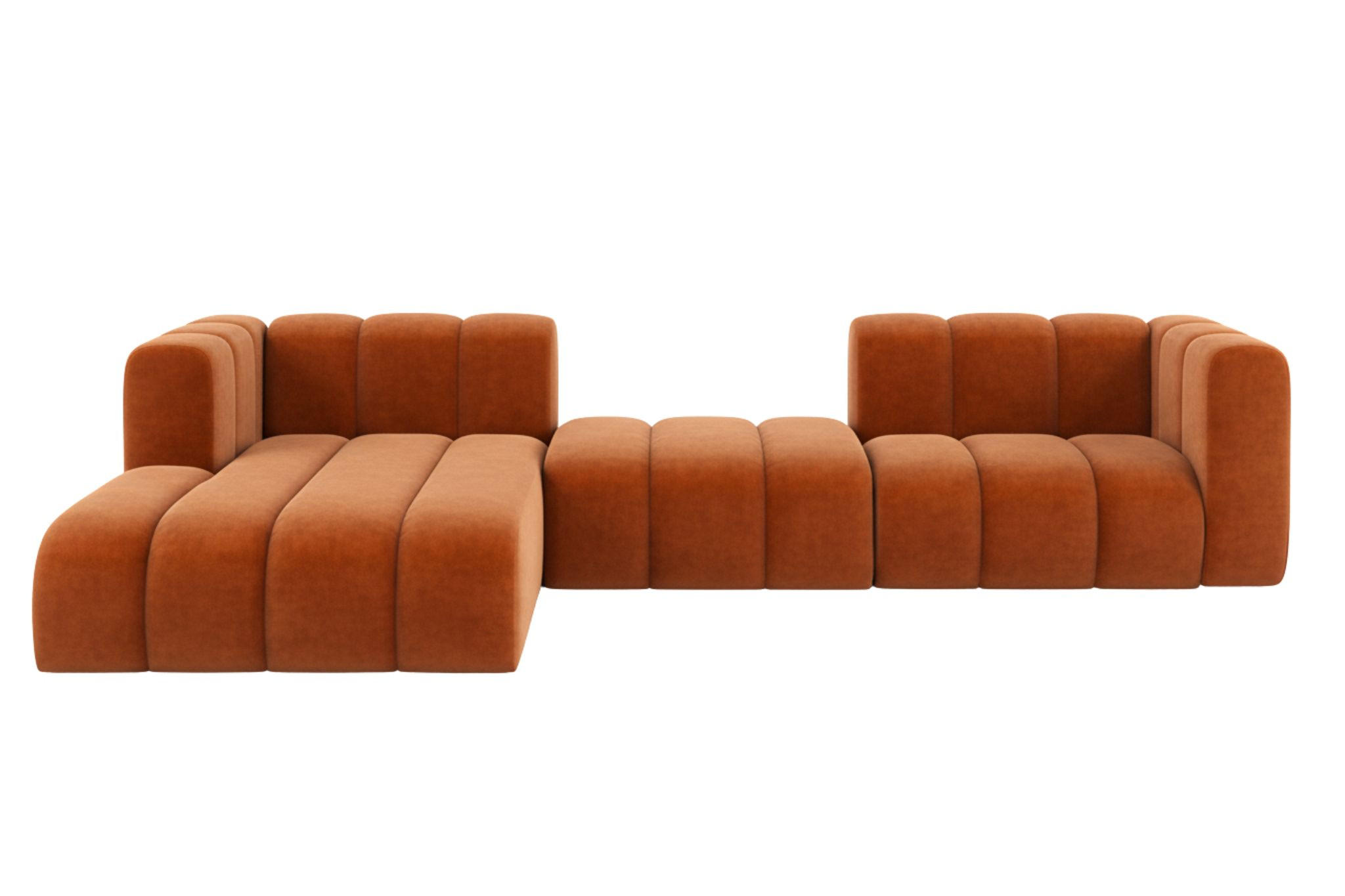 ECKSOFA L-Form Grand L 319 cm, Veloursstoff Salvador, Braun, Links - Braun, Holz (319/179cm) - Kaiser Möbel